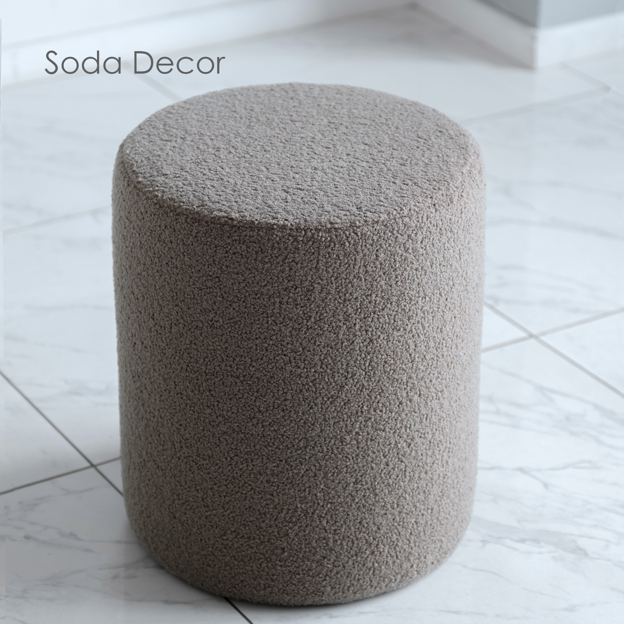 Пуфик Soda Decor для прихожей и спальни букле, темно бежевый